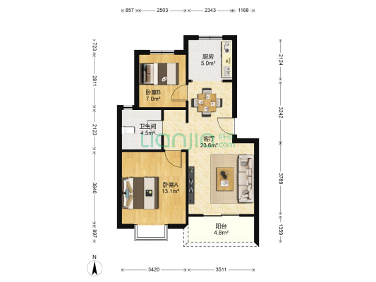 浦江丽都 2室1厅1卫 71平方