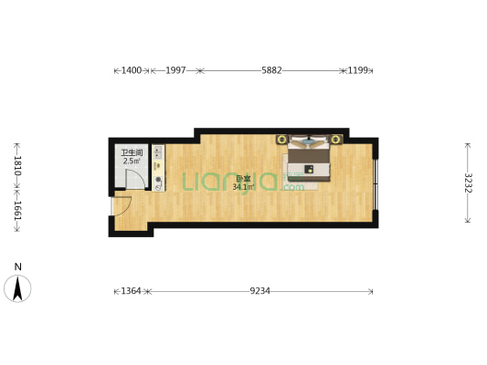 银山大厦 1室0厅1卫 57平方