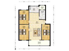 联合小区四号院 3室1厅 南 北-涿州联合小区四号院户型图
