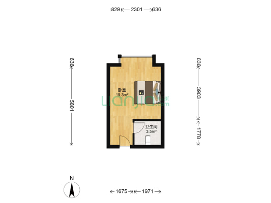 东方绿苑维也纳广场 1室0厅1卫 33平方