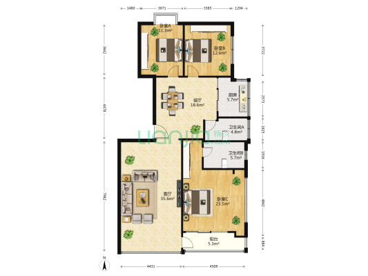 凤翥上居 3室2厅2卫 147平方