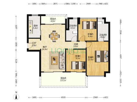 碧桂园公园上城 3室1厅2卫 116平方