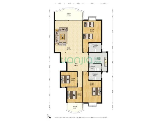 星洲苑 4室2厅3卫 195平方