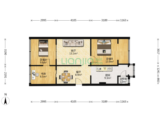 塘双路202号 3室2厅1卫 63平方