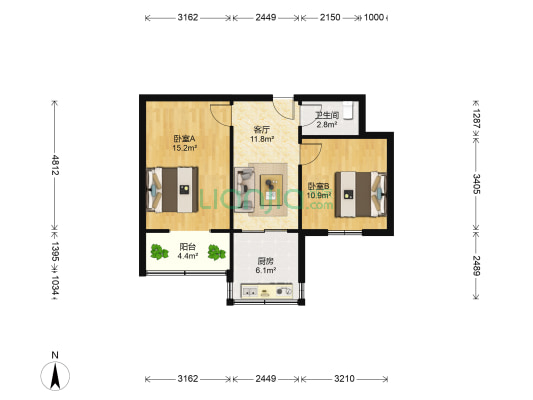 电力电子研究所家属院 2室1厅1卫 60平方