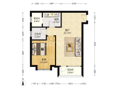 华融现代城朝阳一居室，可贷款，满二。-涿州华融现代城户型图