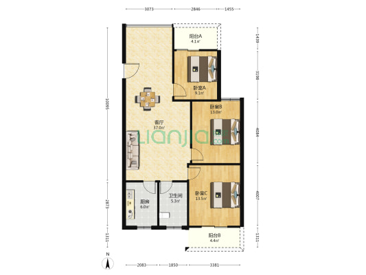 建颐小区 3室1厅1卫 106平方
