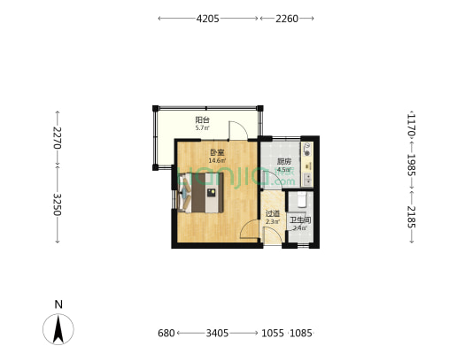 天宝路410弄 1室0厅1卫 35平方