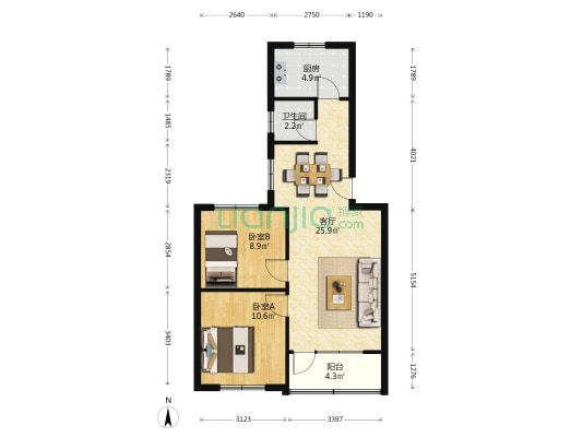 兰馨园 2室1厅1卫 76平方