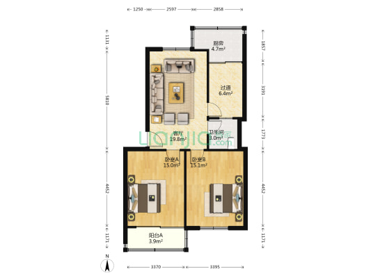 育德巷 2室1厅1卫 85平方