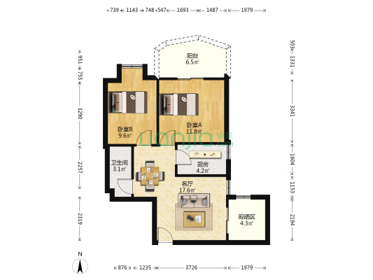 万通大厦 2室1厅1卫 69平方