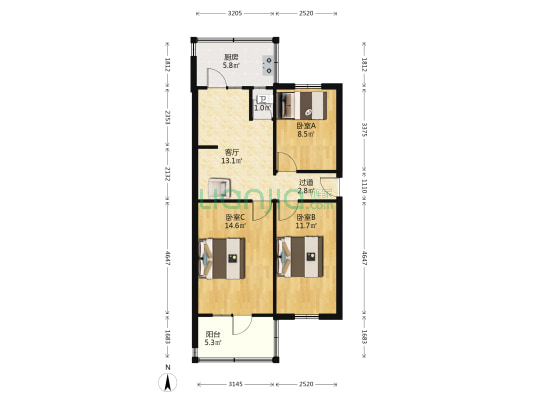 水厂楼 3室1厅1卫 71平方