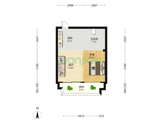 金阳光商城 1室1厅1卫 60平方