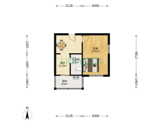 花园里(塘沽) 1室1厅1卫 40平方