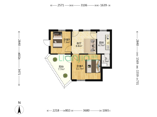 大埕头巷 2室1厅1卫 122平方
