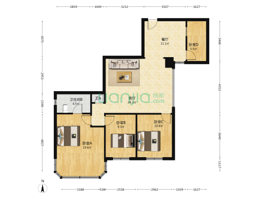 广信惠兰阁 4室2厅2卫 114平方