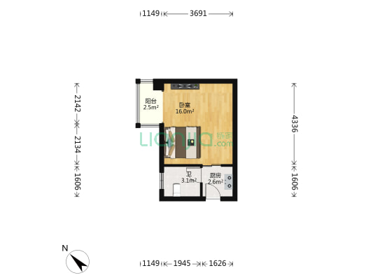 建园小区 1室0厅1卫 36平方