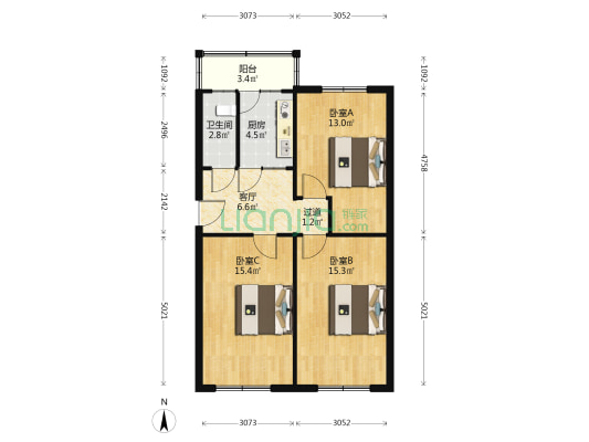 迎宾社区 3室1厅1卫 78平方