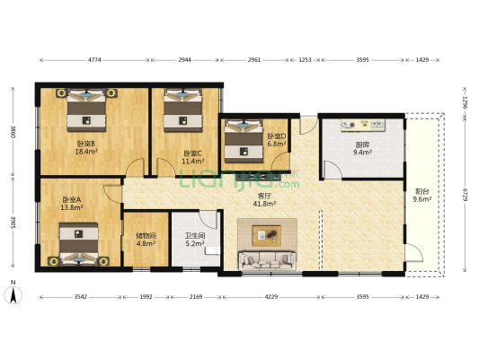 书院路一段379号 4室1厅1卫 150平方