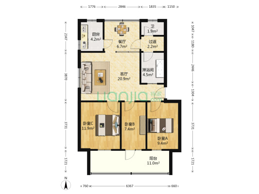 长虹南路3号 3室2厅2卫 98平方