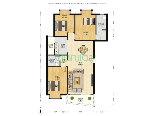 棕榈印象 3室1厅2卫 236平方