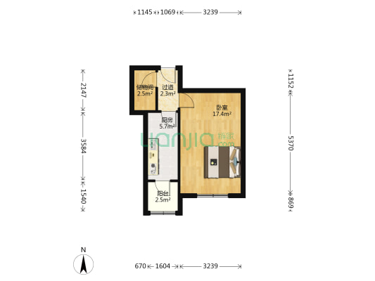 热电厂家属楼 1室0厅0卫 34平方