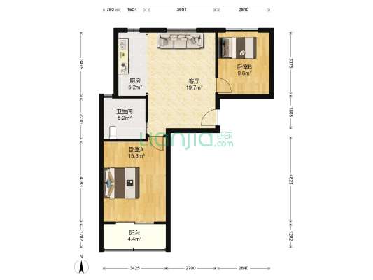 西善花苑万福园 2室1厅1卫 75平方