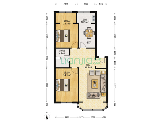 长春路散楼 2室1厅1卫 96平方