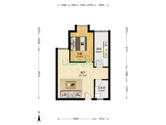 钰诚花园2期 1室1厅1卫 63平方