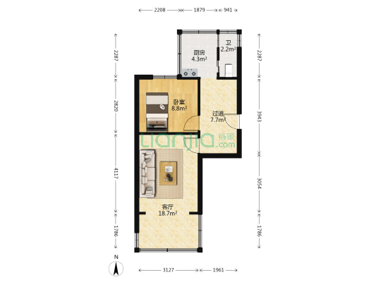 英烈路1号 1室1厅1卫 43平方