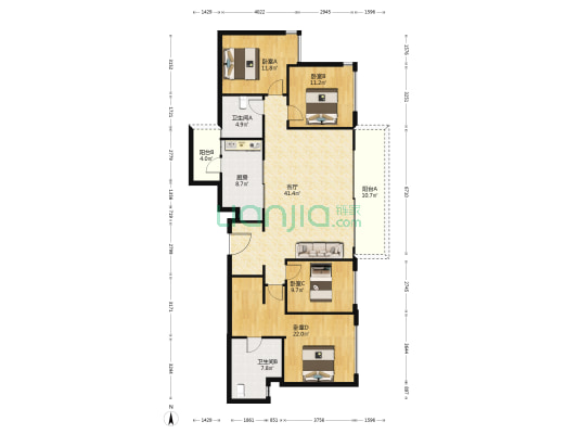 首开龙湖云著三期 4室1厅2卫 162平方