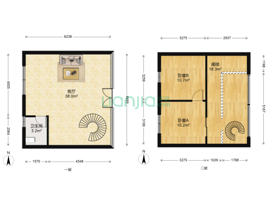 江海清水园 2室1厅1卫 44平方