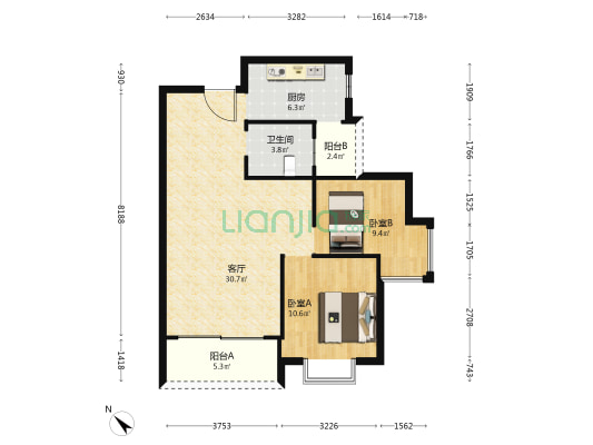 众汇新概念城中村安置房 2室1厅1卫 88平方