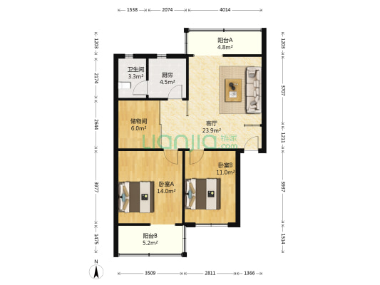 东渡路 2室1厅1卫 81平方