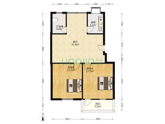 莲池花园 2室1厅1卫 89平方