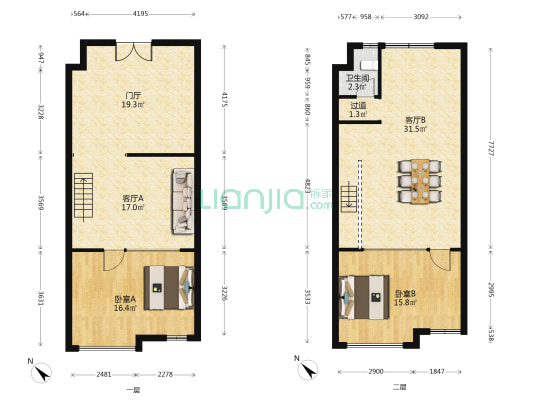 中冶祥腾城市广场 2室2厅1卫 117平方