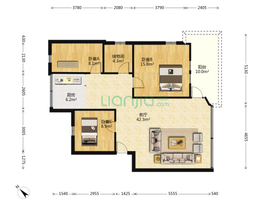 月桂二路 3室1厅0卫 88平方