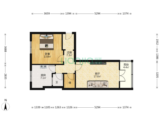 省水利水电设计院家属院（平凉路） 1室1厅1卫 64平方