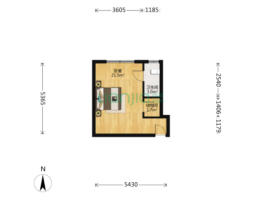 华业小区 1室0厅1卫 51平方