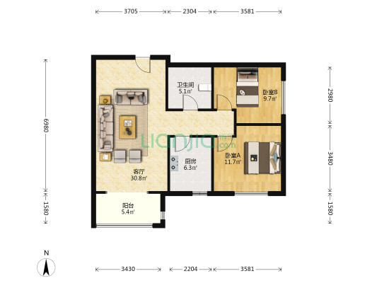 火车站 精装带露台 东南户型 业主急售-户型图