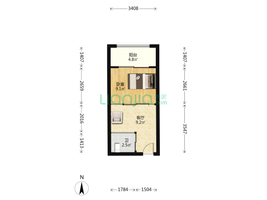 顺明轩 1室1厅1卫 36平方
