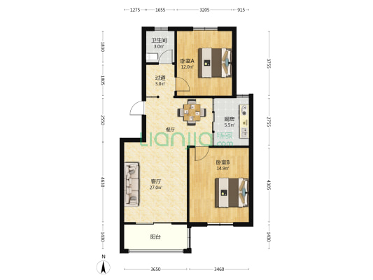 东南新城 2室1厅1卫 89平方