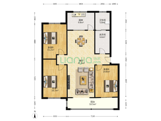 文祥路159号技术监督局家属院 3室1厅2卫 137平方