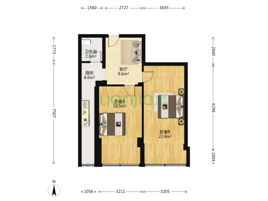 大夹街35到43号 2室1厅1卫 66平方