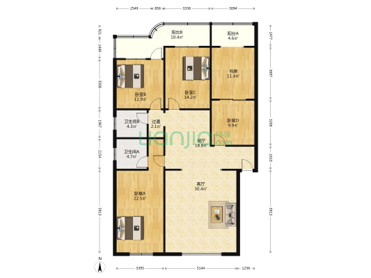 春晖苑 5室2厅2卫 163平方