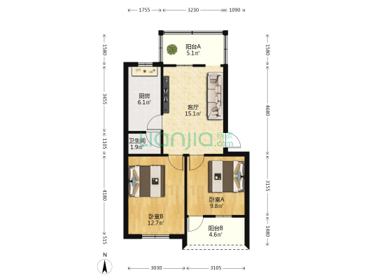 地税局宿舍 2室1厅1卫 59平方