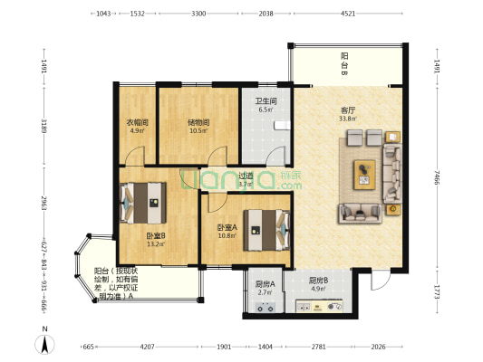 春江华庭 2室1厅1卫 127平方