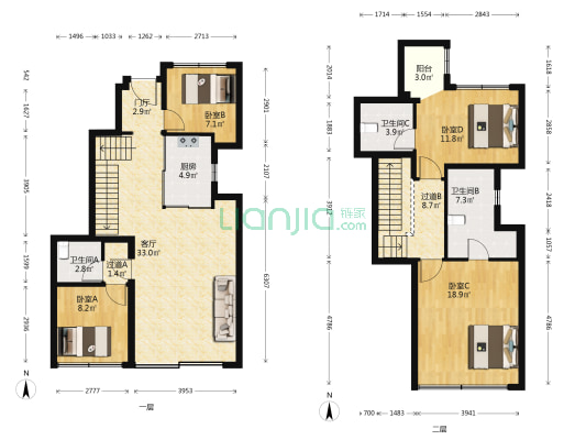 中海首开拾光里 4室1厅3卫 143平方