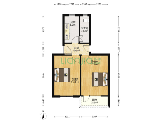 解放新村 2室0厅1卫 55平方