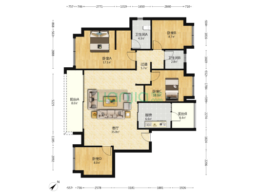 中交鹭鸣九章 4室1厅2卫 143平方
